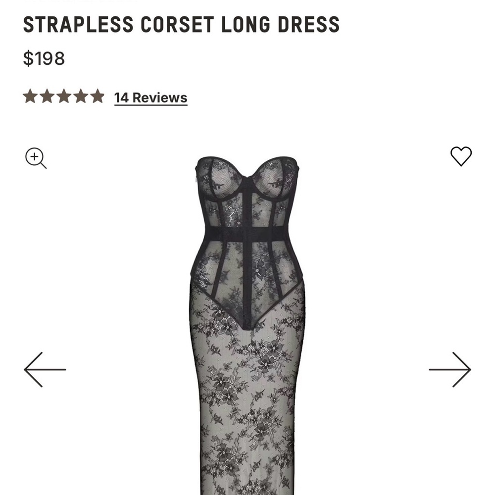 SKIMS Elegant Black Strapless Corset Dress